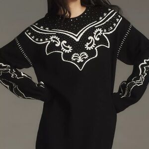 Maeve by Anthropologie Womens Black studded long sleeve sweater dress M